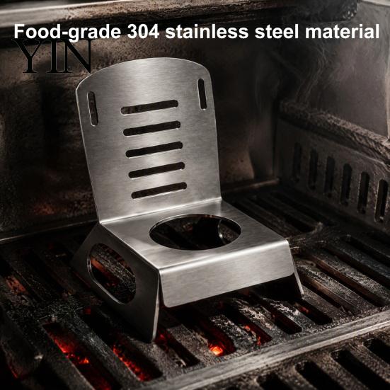 Charcoal Grill Accessories Vertical Chicken Roaster Stand, 304 Stainless Steel BBQ Can Holder for Grill, Outdoor Camping Rotisserie Rack, Beer