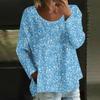 Женский повседневный модный свободный топ с круглым вырезом и цветочным принтом, с длинным рукавом