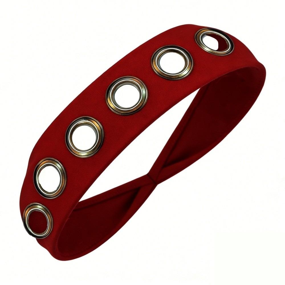 Solid Color Hollow Metal Headband Grommet Yoga Elastic Hair Band Women