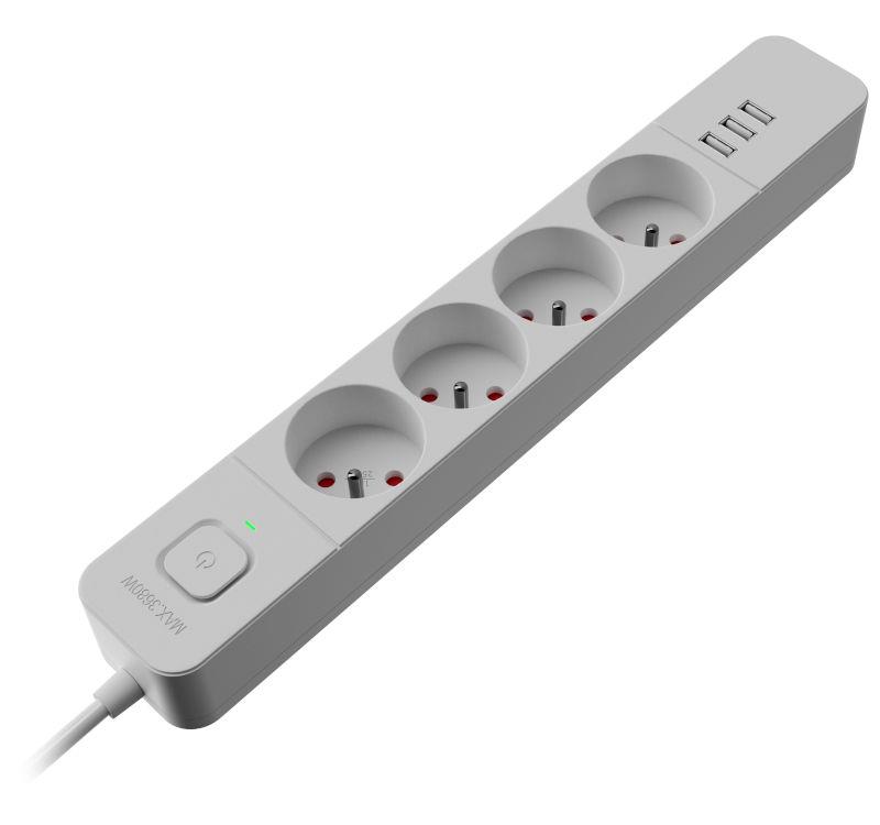 Listwa zasilająca Defender SFS 133 1,5 m, 4 gniazda, 3x USB biała