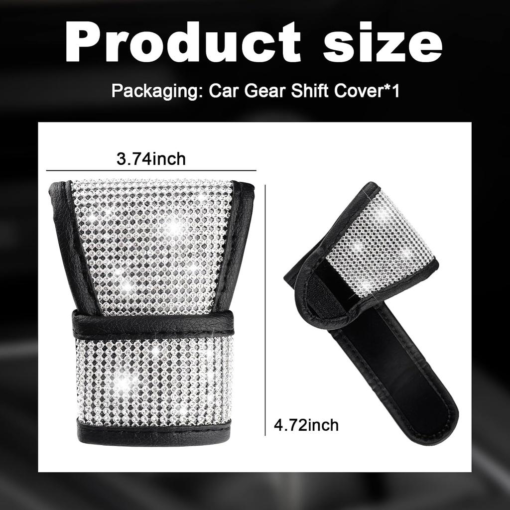 Bling Car Gear Shift Cover with Rhinestone,Stylish Crystal Gear Shift Knob Cover as Car Decorations,Universal Anti-Scratch Gears Shifter Covers Bling