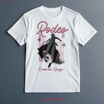 Rodeo Cowboy T Shirt Roam The Range Western Silhouette Retro Horse Rider Country For Him Her Ranch Style Fan Vintage
