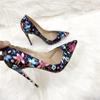 Fashion New Party Shoes Embroidered Graffiti Fashion Banquet Shoes 12CM10cm 8cm Pointed Thin High Heels
