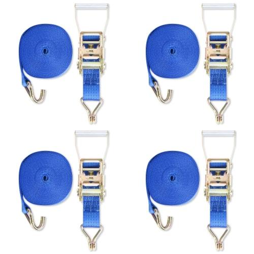 Mopam Ratchet Lashing Belts, Set of 4, 9m Long, 50mm Wide, 5000kg Load Capacity, High-Strength Aluminum Alloy Hooks, for Earthquake Securing, Moving,