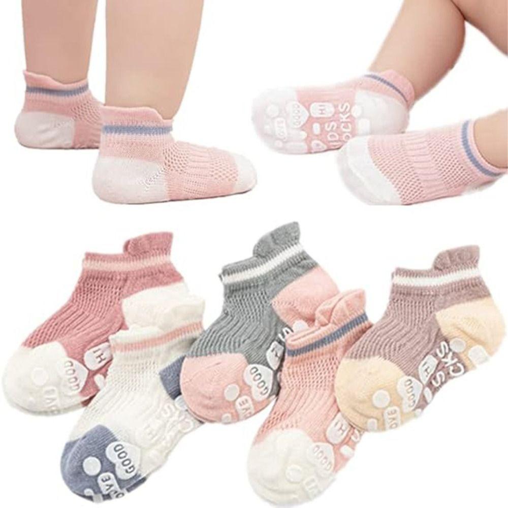 5Pairs Letter Baby Floor Socks Cotton Toddle Walking Socks Elastic Kids Ankle Sock  Streetwear