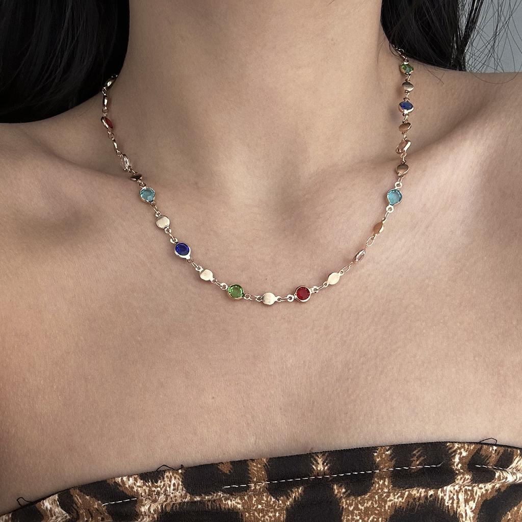 Luxury Colourful Zircon Crystal Choker Necklace For Women Rhinestone Choker Wedding Party Bohemian Jewelry Gifts