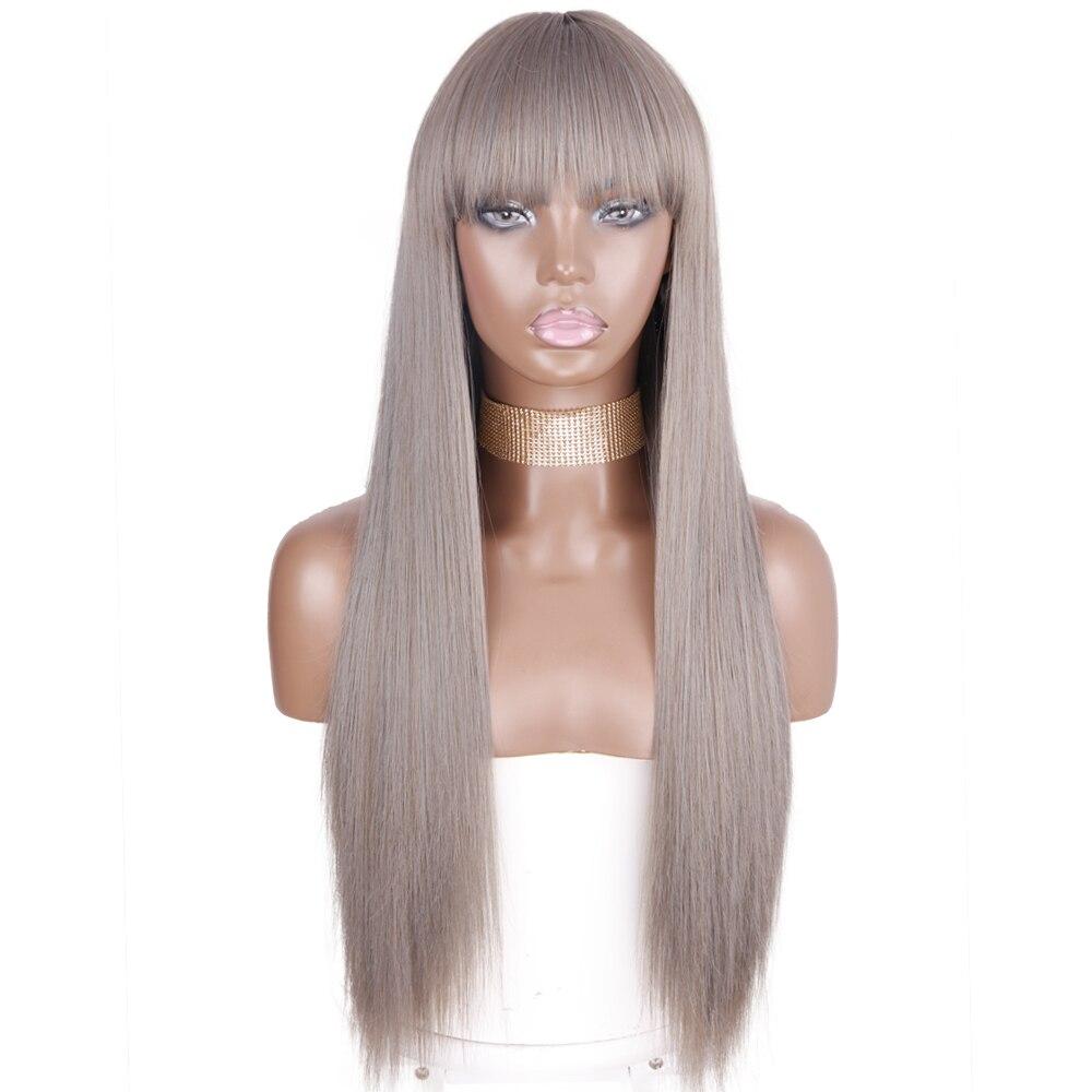 LISI HAIR Женские длинные прямые волосы с челкой, парики из синтетического волокна, черный, оранжевый, розовый, винно-красный, термостойкие парики, повседневное использование