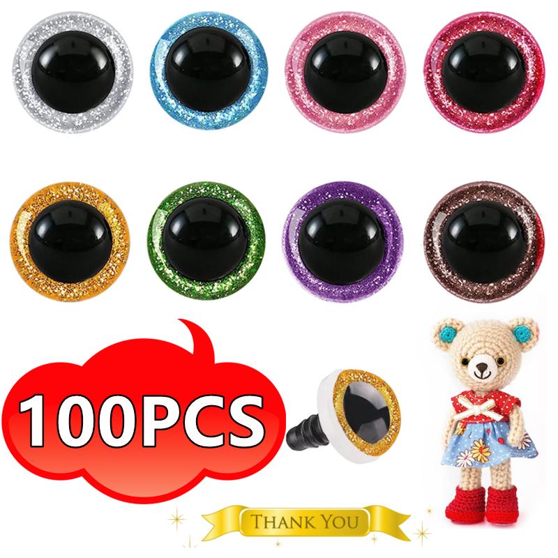 Новые 100 шт. Пластиковые блестящие безопасные игрушечные глаза нетканые материалы с шайбами кукольные глазные яблоки для игрушек ремесла животных кукол изготовление аксессуаров