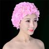 Women's Pleated Flower Swimming Cap Free Size Soft Long Hair Breathable Shower Cap Beach Surfing Protect Ears Elastic Caps Cozy