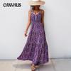 Женское летнее платье-халтер с принтом и V-образным вырезом Темпераментное платье-халтер
