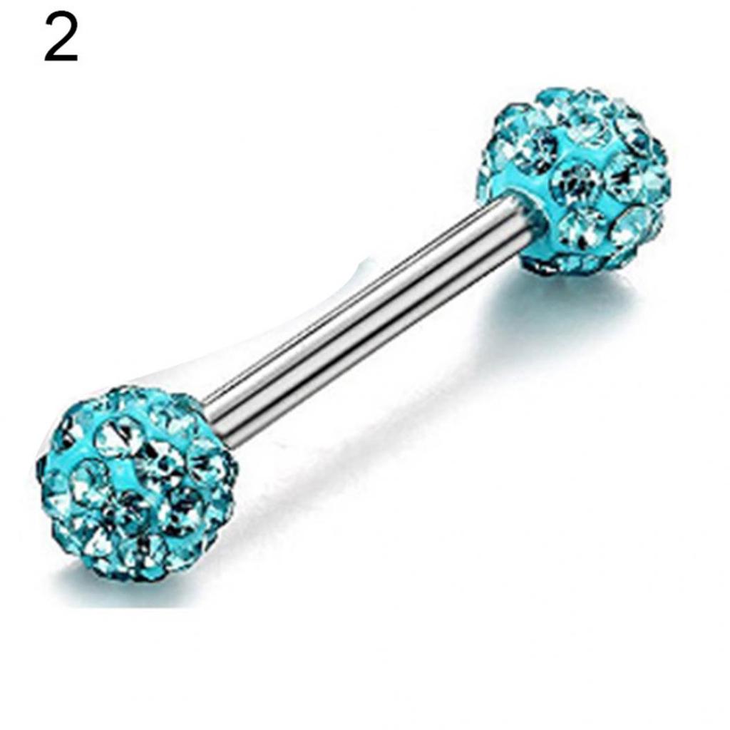 New 1/4Pcs Rhinestone Round Ball Tongue Nose Stud Nipple Lip Piercing Women Jewelry Life Store