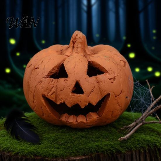 Weird Fun Halloween Decor Handcrafted Pumpkin Statue Hand-Carved Resin Figurine Party Supplies Tabletop Ornament for Home Enduring Decorations