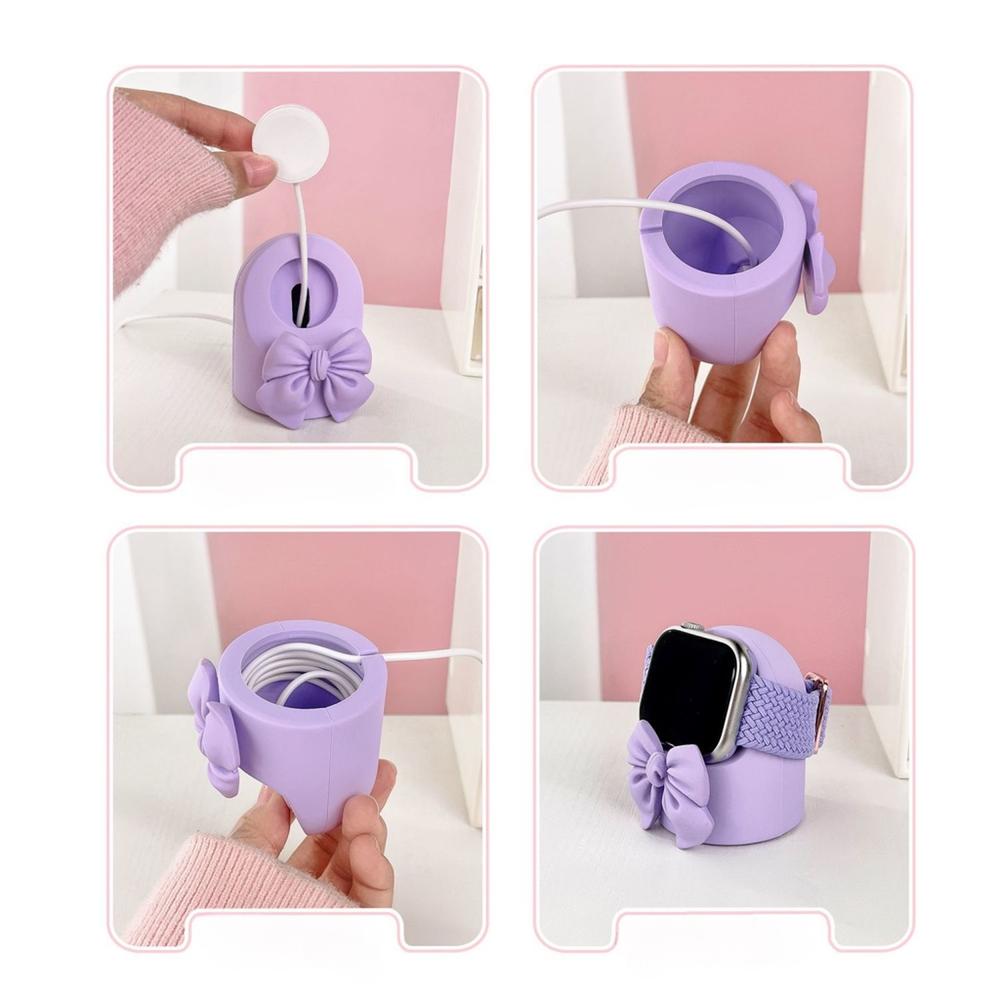 Силиконовый держатель для зарядного устройства LOVE BOW для Apple Watch Ultra se Series 8 7 6 5 4 3 2 1, подставка для зарядного устройства, док-станция, кабельная организация