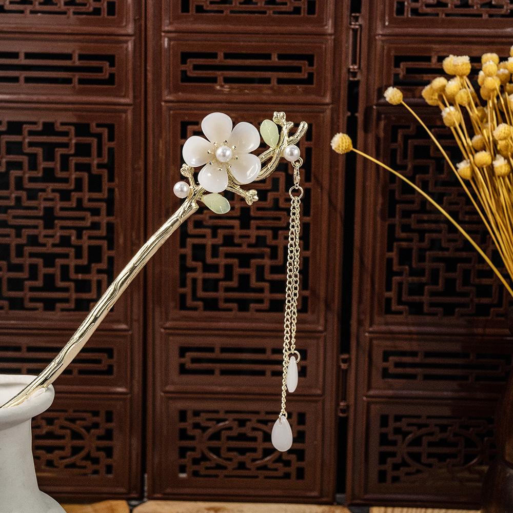 Национальный стиль Жемчужный цветок Кисточка Кисточка Кисточка Подвеска Аксессуар для ханьфу Заколка для волос Женская Новая китайская Древний стиль Заколка для волос с колокольчиком и орхидеей
