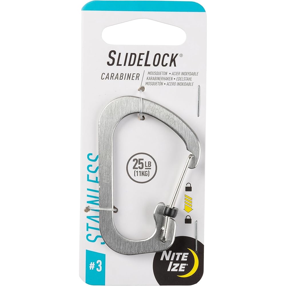 Карабин Nite Ize SlideLock №3 Серебристый 3,5 дюйма (89 мм) Прочный зажим для использования на открытом воздухе