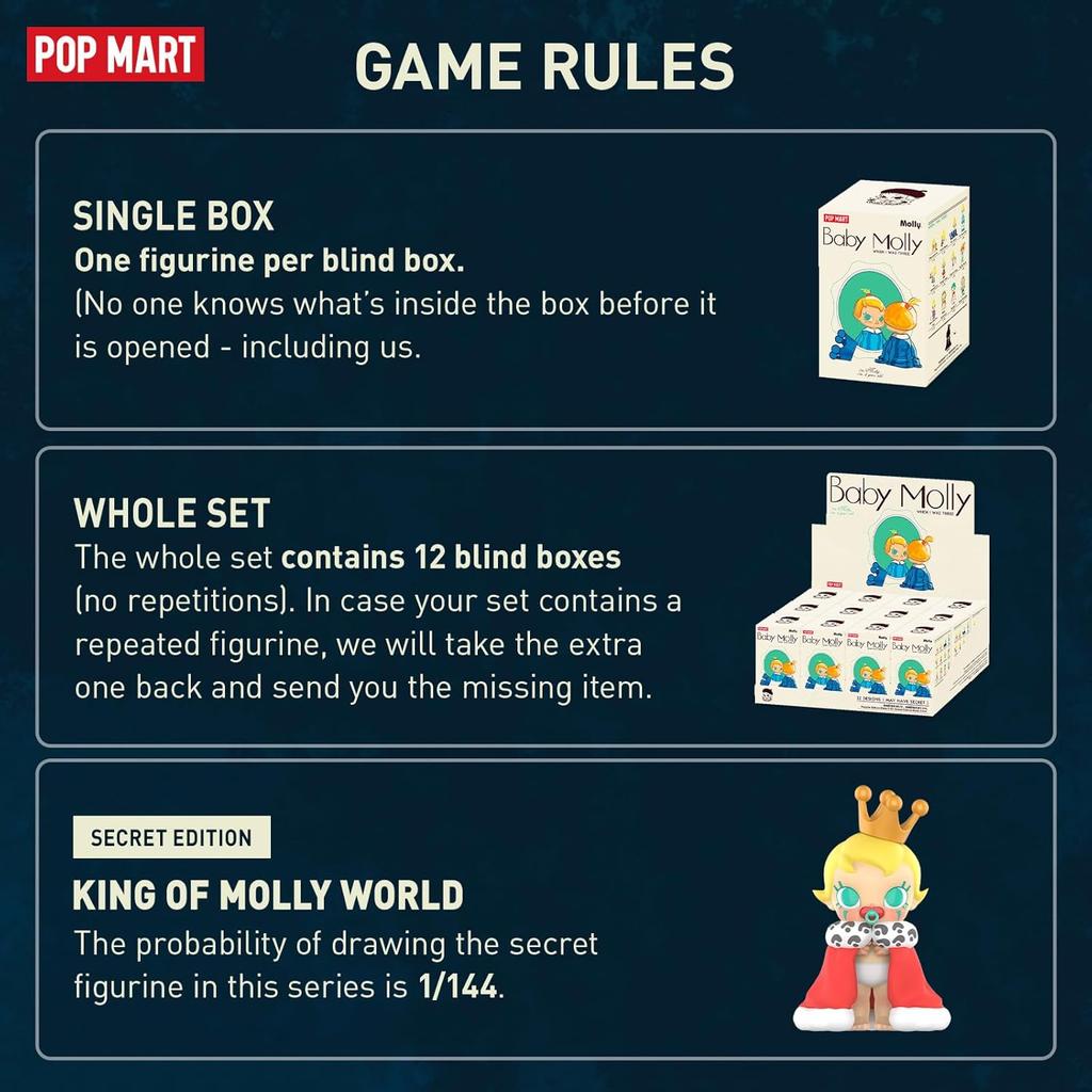 POP MART Фигурки серии Baby Molly When I was Three, 1 шт. Фигурки-сюрпризы Baby Molly, Домашние украшения, Праздничные подарки на день рождения для девочек и мальчиков