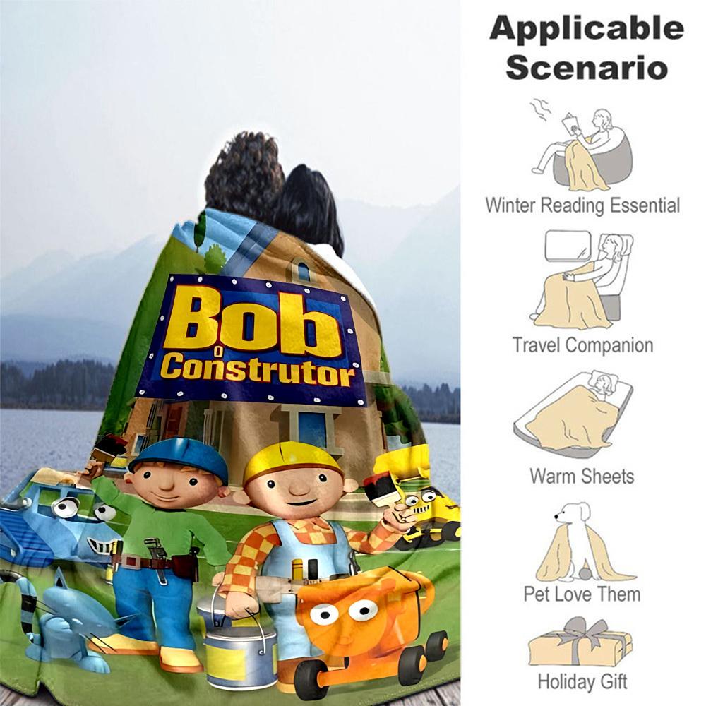 1pc Bob the Builder Outdoor Blanket Lightweight Flannel, All-Season Use for Sofa, Bed, Travel, Camping, Living Room, Office, Couch093
