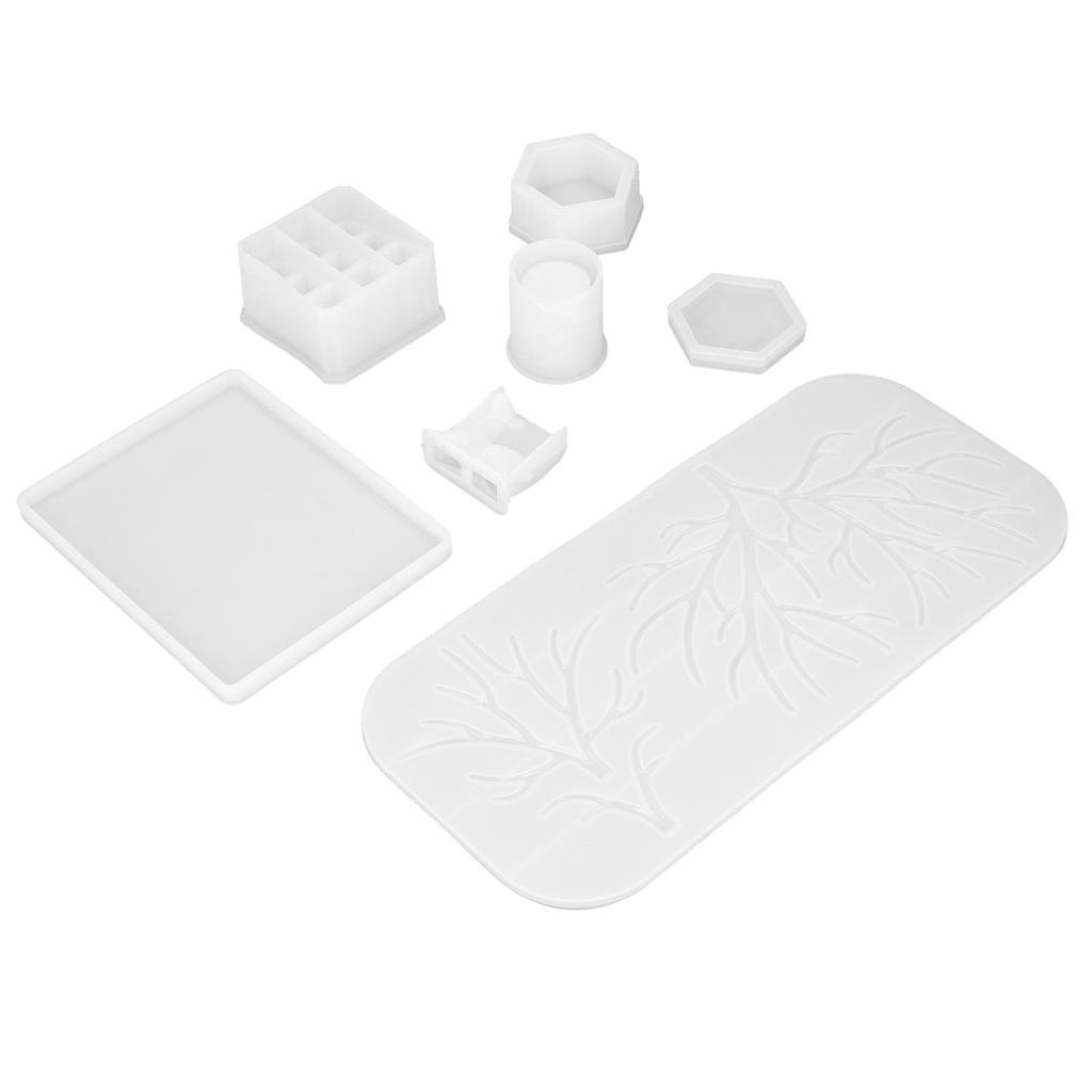 7PCS DIY Crystal Epoxy Resin Molds Deer Shaped Makeup Jewelry Display Tray Silicone Mould