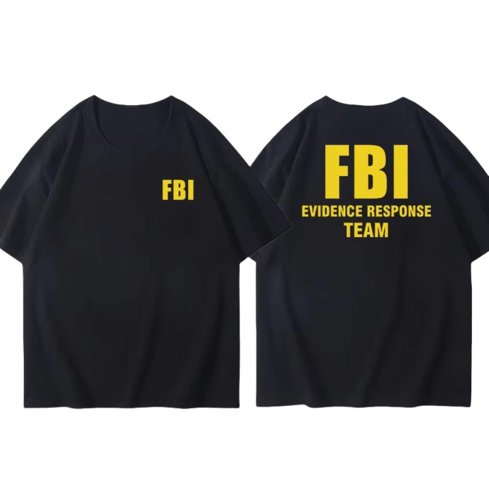 Мужская одежда Горячая Распродажа Веселый Дизайн FBI Узор Печатный Хлопковый Футболка Уличный Повседневный С коротким рукавом Круглый Вырез Футболка Топ