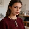 Овальный кулон-ожерелье для женщин, винтажный красный кварцевый кристалл, цепочка на ключицы, ювелирные аксессуары для вечеринки