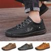 Мужская повседневная обувь из искусственной кожи на плоской подошве, прогулочные кроссовки, модные мужские лоферы на шнуровке, ручное шитье, без шнуровки, обувь для ленивого вождения, большие размеры