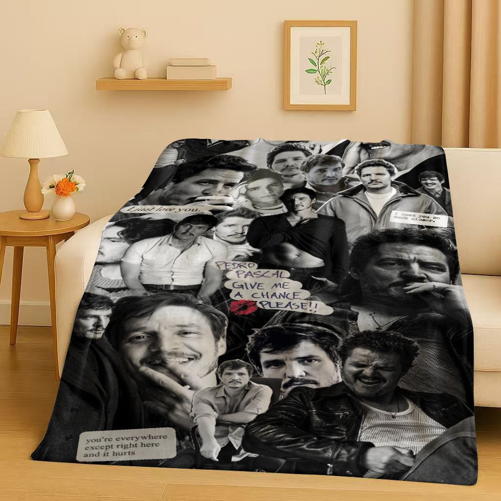 3D Pedro Pascal Handsome Actor Flannel Blanket,Ultra Soft Warm Plush Throw for Home Bedroom Bed Sofa Cover Kids Picnic Gift