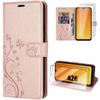 Case for Samsung Galaxy A26 5G - BOOLING - PU Leather Protection with Flower Butterfly Pattern - Pink - 2 Tempered Glasses