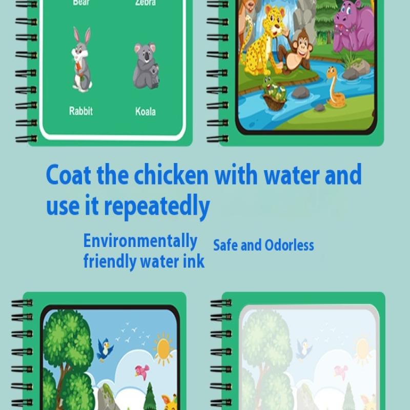 1 Книга+1 Ручка Многоразовая Книжка-раскраска Книга для рисования водой Сенсорная Раннее развитие Пазл Игрушки для рисования