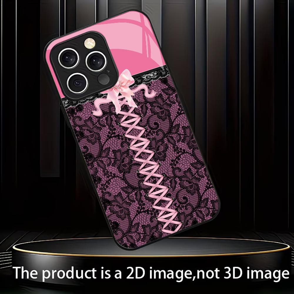 rendy Pink Corset Lace phone case mobile phones for iphone 17 pro max cover Glass for iPhone 17 16 15 14 13 12 11pm Pro Plus