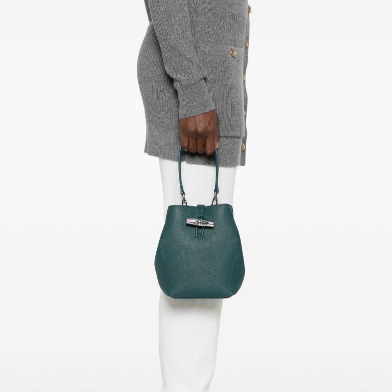 Longchamp Le Roseau Adjustable Detachable Shoulder Strap Mini Bucket Bag Women Handbags Blue-Green 10279HFP079
