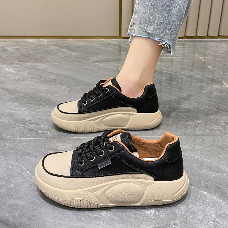 Spring New Ins Basic White Shoes Women's Leather Student Board Shoes Women's Breathable Casual Shoes