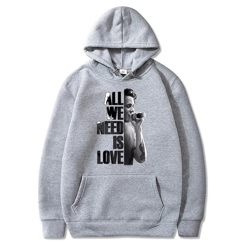 Худи Canserbero Мужская Мода Свитшоты с принтом All We Need Is Love Женская Повседневная Уличная одежда в стиле Харадзюку Спортивный костюм с капюшоном