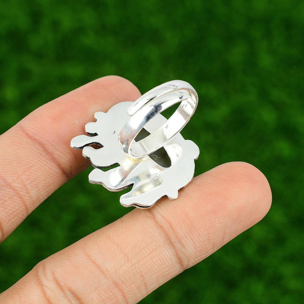 Подарок для нее Серебро 925 пробы Натуральный лабрадорит Необработанный Штабелируемое Регулируемое кольцо