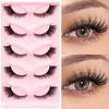 5Pairs Cat Eye 3D Mink Lashes Natural Eyelashes Winged End Eye Elongated False Eyelashes Lashes Extension