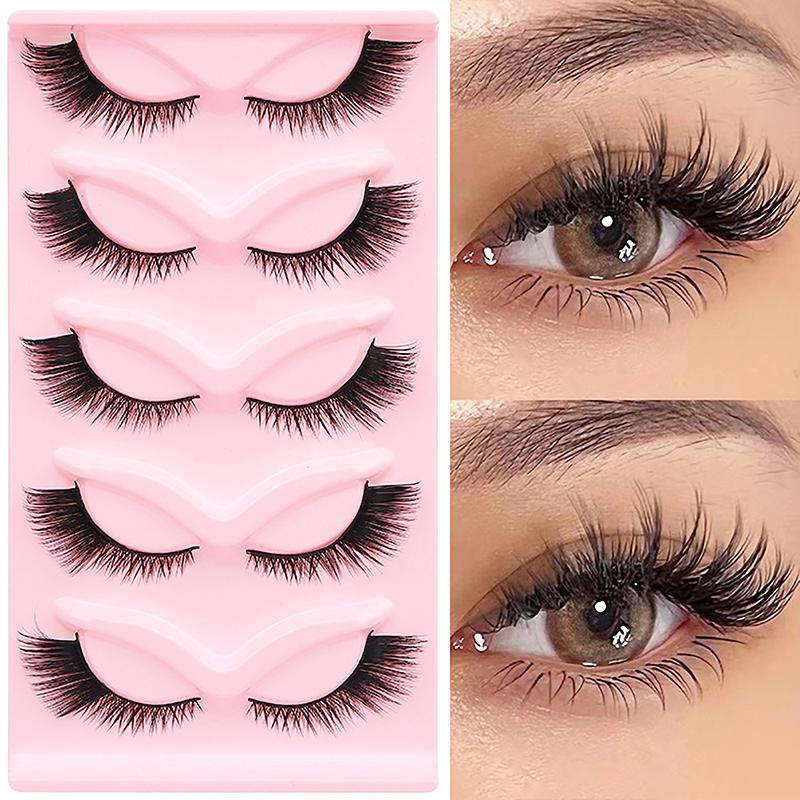 5Pairs Cat Eye 3D Mink Lashes Natural Eyelashes Winged End Eye Elongated False Eyelashes Lashes Extension