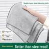 Dual-layer Silver Wire Dishwashing Cloth for Non-stick Oil Removal In Kitchen. Ideal for Cleaning Stove, Dishes, Pots, and Metal Surfaces.