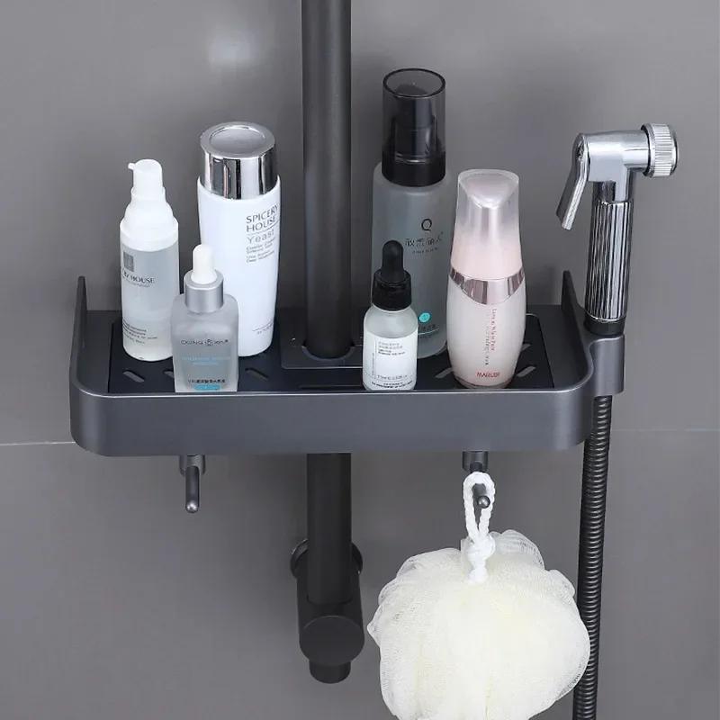 Стеллаж для хранения душевой стойки Бытовая ванная подъемная скоба Непробиваемый унитаз душевая штанга Поддон для хранения Аксессуары для ванной комнаты
