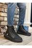 Men's Fashion Faux Leather Flat Heeled Booties Bootie Ba Lace Up Black Quilted High Sole Sports Boots Shoes