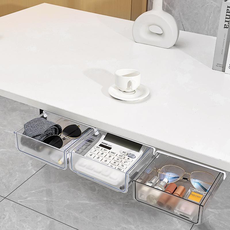 Подстольный ящик для хранения вещей, скрытый подвесной ящик для спальни, общежития, офиса, стол для склеивания, не перфорированный, сортировка снизу стола