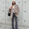 Fashionable Street Style Fox Fur Coat Loose Suit Collar Medium Long Imitation Fur Coat for Women Autumn-winter Fur Overcoat