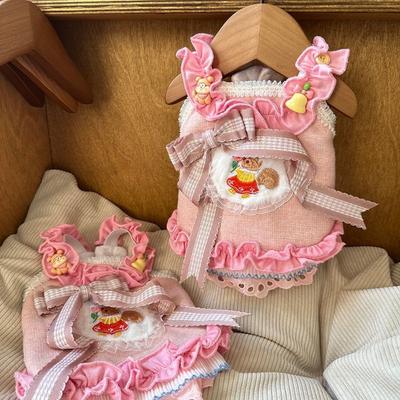 Весенне-осенняя одежда для собак кошек питомцев Красивая юбка-сарафан на подтяжках для маленькой собаки девочки йоркширского терьера мальтийской болонки розовая