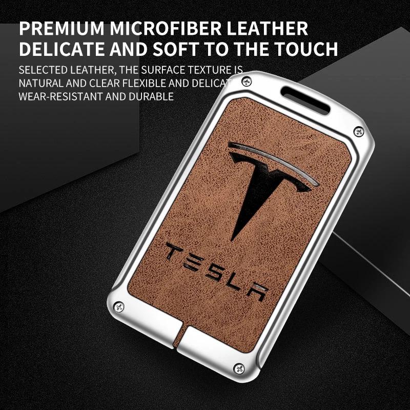 Car Metal Key Case Cover For Tesla Model 3 Model S Model X Model Y Roadster Cybertruck Keyless Card Protector Holder Accessories