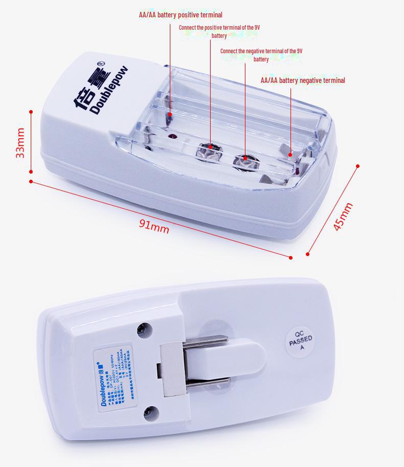 Зарядное устройство NiMH с двумя слотами для аккумуляторов 5 В/7 В/9 В, европейский стандарт