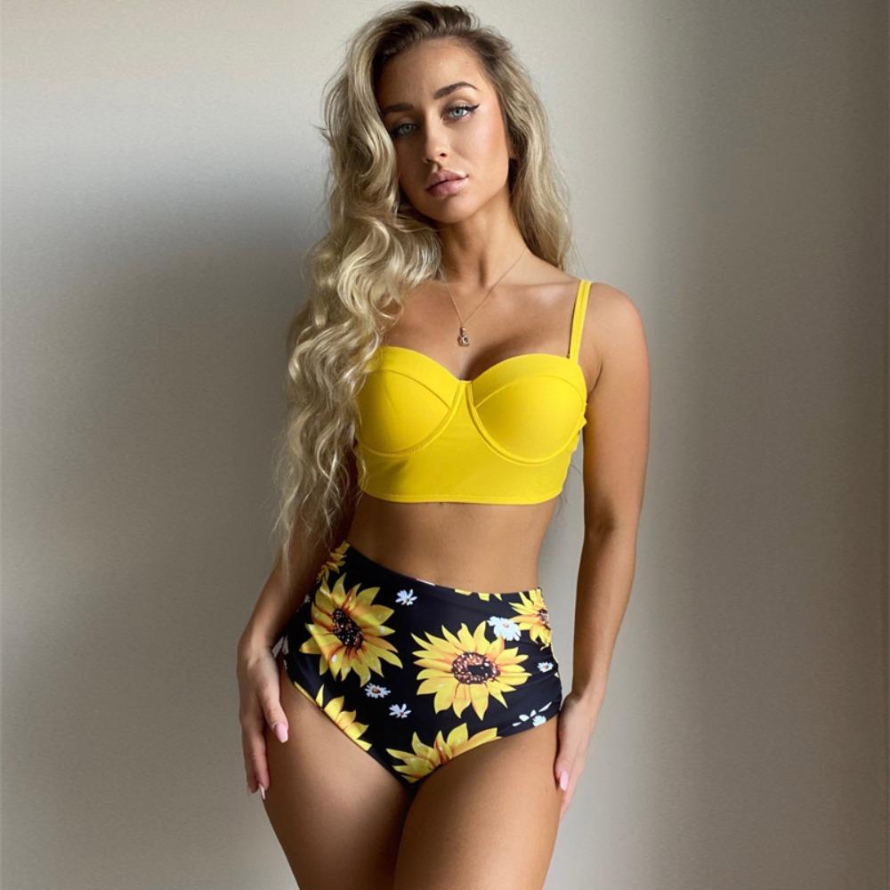 Новое бикини, сексуальный женский разделенный купальник, бикини с жесткой упаковкой, купальник с высокой талией