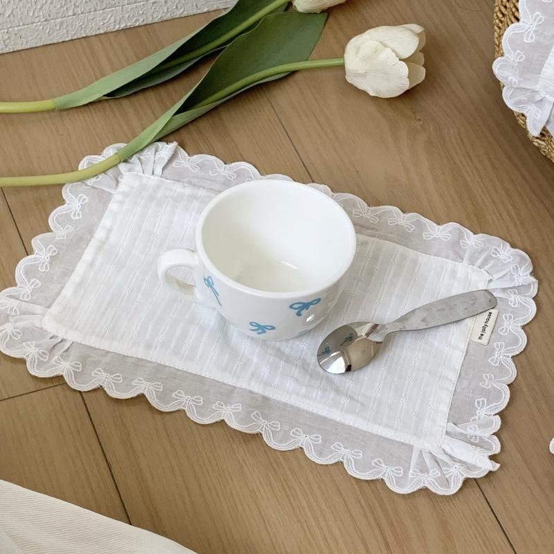 Мягкие кружевные салфетки-подставки в корейском стиле с оборками, нескользящие, пылезащитные подкладки на стол для гостиной, декор журнального столика
