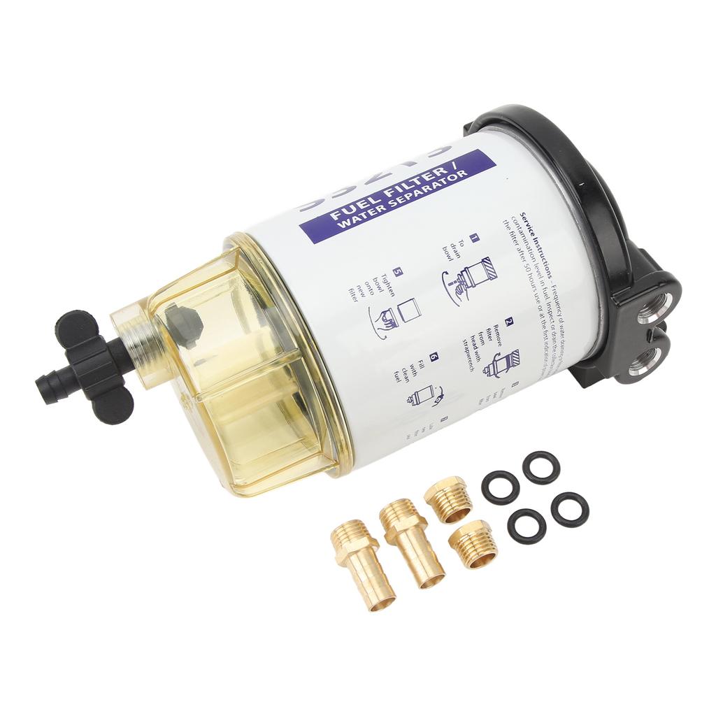 Fuel Filter Water Separator 35809097 Marine Fuel Filter with 3 8in Barb X 1 4in NPT Brass Fittings For Outboard Motor