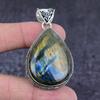 Подвеска из стерлингового серебра 925 пробы с натуральным лабрадоритом ручной работы 2,29 дюйма R2c09