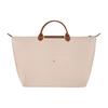 Новая холщовая сумка LONGCHAMP Le Pliage с кожаной отделкой, дорожная сумка, женская сумка-тоут Tubas, бежевая 1624089P71