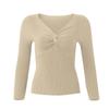Women's Autumn And Winter Long-sleeved V-neck Knitted Sweater Slim Solid Color Pullover Knitted Sweater