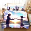 Your Name Luxury Bedding Set Japan 3D Anime Cartoon Duvet Cover Set Linen Sheet Quilt Comforter Bedspread Linen Twin Single Size